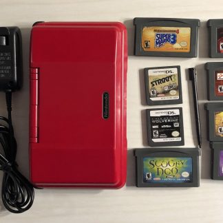 Red Nintendo DS, Charger, Stylus and 8 games